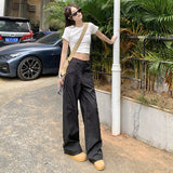 90s streetwear High Waist Loose Suit Pants Wide Leg Pants Draping Mop Straight Casual Pants for Women New