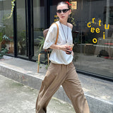 summer outfits inspo Street Wide-Leg Workwear Straight Casual Pants Pleated Loose Slimming Mop Straight Pants K335