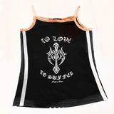 2000s fashion Sexy Style Small Sling Spicy Girl Letter Print Contrast Color Slim Slimming Cross Bottoming Vest