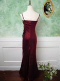 Uniwim 2024 Beautiful Wine Red Straps Long Prom Dress, Wine Red Evening Dress Party Dress