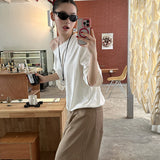 summer outfits inspo Street Wide-Leg Workwear Straight Casual Pants Pleated Loose Slimming Mop Straight Pants K335