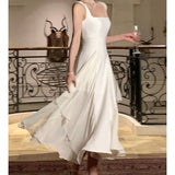 prom dresses White Sling Dress Female 2024 Design Ballet Long Skirt Temperament Gentle Style Female