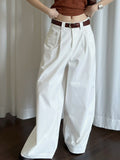 summer outfits inspo Retro High Street Suit Pants Loose Wide Leg Lazy Straight Casual Pants K335