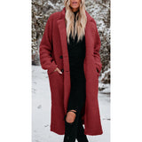 cold weather outfits Autumn and Winter Warm Coat Long Sleeve Lapel Women's Plush Top Women's Overcoat