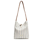 teacher outfits Summer Trendy New Striped Contrast Color Tote Bag 2024 Fresh Simple All-Match Large Capacity Shoulder Bag for Women