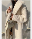 cold weather outfitsTeddy Bear Coat Winter Alpaca Mid-Length Lamb Wool Coat for Women