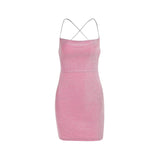 pop culture dress to impress Autumn New Style Elegant Sexy Shiny Backless Strap Mini Dress Female 