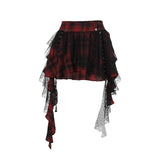 y2k Summer 2024 New Dark Style Sexy Black Plaid Polka Dot Mesh Irregular Pettiskirt for Women