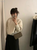 cold weather outfits Gentle Style Purple Pullover Women's Autumn and Winter New Style Nuo Jiji round Neck Sweater Top Fashion