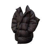 cold weather outfits Black Mid-Length Cotton-Padded Coat for Women Autumn and Winter 2024 Fashionable Loose Thick Warm Stand Collar Bread Coat