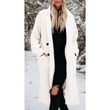 cold weather outfits Autumn and Winter Warm Coat Long Sleeve Lapel Women's Plush Top Women's Overcoat