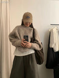 cold weather outfits Gentle Style Purple Pullover Women's Autumn and Winter New Style Nuo Jiji round Neck Sweater Top Fashion