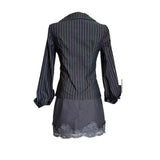 Original Striped Shirt Lace Edge Pleated Sexy Slimming Sheath Skirt Women's Suit