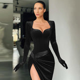 prom dresses Autumn and Winter New Elegant Slim Chest Sexy High Waist Gloves Dress Dress Women