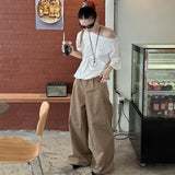 Uniwim summer outfits inspo Street Wide-Leg Workwear Straight Casual Pants Pleated Loose Slimming Mop Straight Pants K335