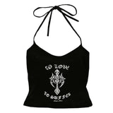 2000s fashion Sexy Style Small Sling Spicy Girl Letter Print Contrast Color Slim Slimming Cross Bottoming Vest