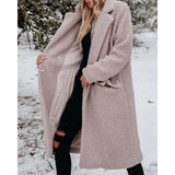 cold weather outfits Autumn and Winter Warm Coat Long Sleeve Lapel Women's Plush Top Women's Overcoat