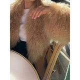 2000s fashion Fashion Stitching Fur Coat 2024 Fashion Winter Women's Button Warm Coat