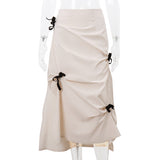 guys in skirts Style Autumn New Sweet Girl Retro Bow Strap High Waist Elegant Split Skirt for Women