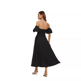 hipster dress to impress French Style Sexy Tube Top Dress Nordic Holiday Puff Sleeve Mature Women Backless Four Seasons Dress