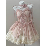 Uniwim dti outfits Sunset Rose Summer Gentle Ballet Style Sling Dress Lolita Sweet Birthday Dress Princess Dress Summer