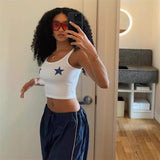 grunge outfits 2024 Summer Fashion Sexy Slim Fit Hot Girl T-shirt Navel Vest Star Print