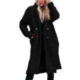 cold weather outfits Autumn and Winter Warm Coat Long Sleeve Lapel Women's Plush Top Women's Overcoat