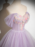 Uniwim 2024 Lavender Tulle Sweetheart Off Shoulder Long Formal Dress, Lavender Prom Dress