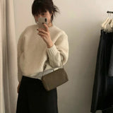 cold weather outfits Gentle Style Purple Pullover Women's Autumn and Winter New Style Nuo Jiji round Neck Sweater Top Fashion