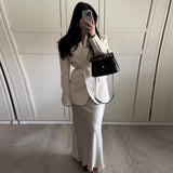 summer outfits inspo 2024 Autumn New Pure Color Elegant Lapel Suit Elegant Skirt Two-Piece Set for Women