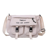 outfit ideas for school INS Canvas Bag Women's Crossbody Japanese College Student Class Shoulder Bag Large Capacity Canvas Bag