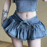 2024 fall fashion trends Pure Hot Girl Sexy Denim Suit Women's Summer Tight Waist Tube Top High Waist Short Skirt