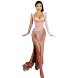 prom dresses Autumn and Winter New Elegant Slim Chest Sexy High Waist Gloves Dress Dress Women