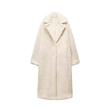 cold weather outfits Autumn and Winter New Double-Breasted Fleece Thickened Warm Coat Woolen Coat 1255700