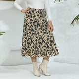 Plus Size Skirt New Leopard Print Ruffle Skirt Casual Skirt 1XL-5XL Polyester For Spring & Summer Women's Plus Size Clothing