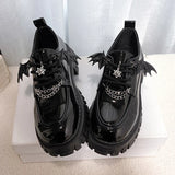 Uniwim Metal Chain Platform Lolita Gothic Shoes Woman 2025 Spring College Style Patent Leather Pumps Women Japan School Uniform Shoes