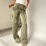 2024 Spring Bright Silk Wide Leg Pants for Women Elegant High Waist Zipper Trousers Autumn Solid Pocket Straight Pant Sweatpants