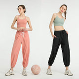 Uniwim Mesh Drawstring Running Trousers Loose Workout Yoga Leggings Exercise Training Basketball Pants Fitness Jogger Sport Pants Women