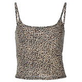 Uniwim Women's Sexy Crop Camisole Casual Summer Leopard Print Spaghetti Strap Tank Tops Sleeveless T-Shirt Club Streetwear