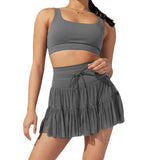 Uniwim New In 2024 Spring Summer Sport Pleated Skirts With Safety Shorts Women Solid Color Streetwear High Waist Dance Skirts