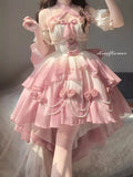 Uniwim Gradient powder cutout front short after gorgeous sweet lolita Lolita Heavy heavy train princess dress