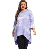 Uniwim Plus Size Long Sleeve Elegant Tie Dye Tunic Tops Long Loose Autumn Hi Low Swing Blouse T-shirt Plus Size Clothing Women 6XL 7XL