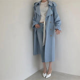 Uniwim Women Long Trench Coat New Spring Autumn Casual Lapel Double Breasted with Belt Loose Coat Office Lady Korean Fashion Outerwear