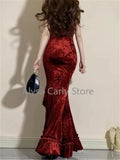 Uniwim 2024 Winter French Vintage Velvet Long Dress Women Elegant Slim Spaghetti Strap Folds Dress Sexy Casual Evening Party Y2k Dress