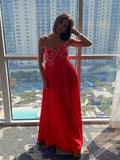 Uniwim Sexy Red Fish Print Suspenders Long Dress Women Chic Off Shoulder Backless Big Hem Loose Dresses Summer Lady Party Street Robes