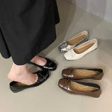 Uniwim Bowtie Flat Shoes Women Ballerinas Square Toe Slip on Ballet Flats Lazy Loafers Moccasins Ladies Casual Comfort Shoes 2024