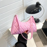 Uniwim Pink Bags for Women Vintage Y2k Totes Shoulder Bags Glossy Leather Shopper Handbags Woman Rhombic Luxury Designer Bag Сумка