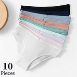 Uniwim 10PCS/Set Women's Panties Sexy Breathable Underwear Comfortable Lingerie Cotton Striped Briefs Fashion Cozy Underpants Sale