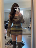 Uniwim Winter Slim Stripe Knitted Dress Women Vintage Sweater Party Mini Dress Female Korean Fashion Elegant One Piece Dress  New