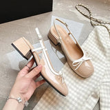 Uniwim  Shoes Female Slingbacks Mary Janes Women's High Heels Summer Office Pumps Women Butterfly-knot Closed Toe Sandals Women